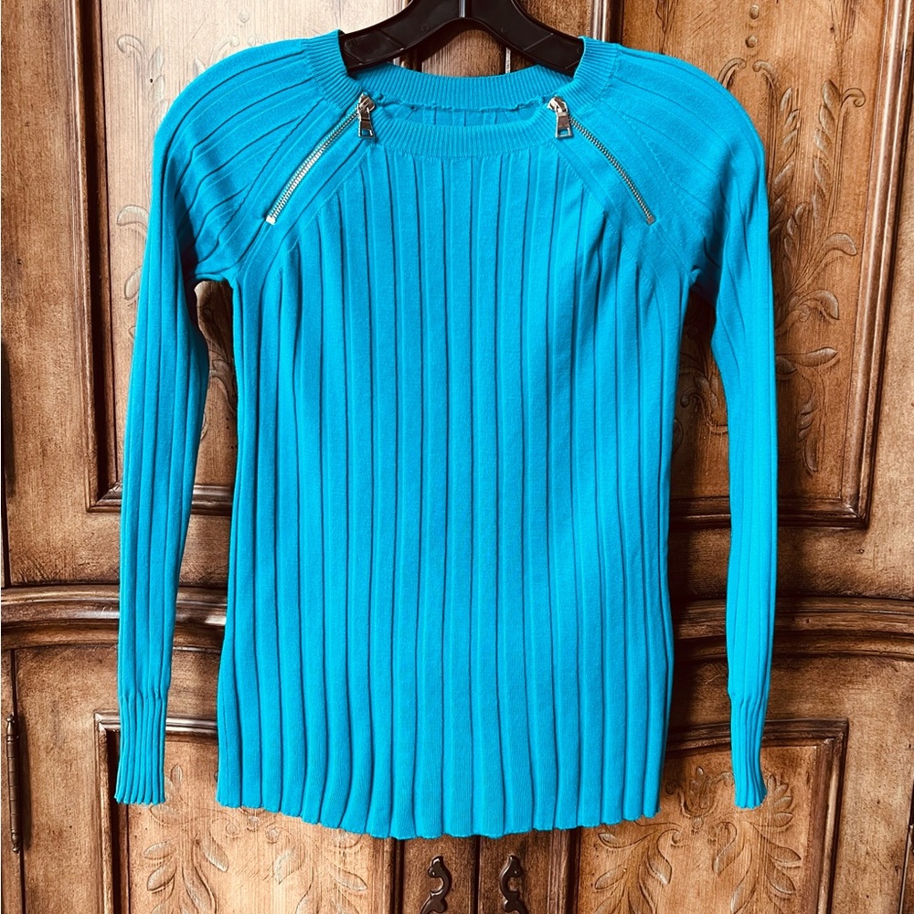 BEBE turquoise Blue Long Sleeve Top XS stretch
